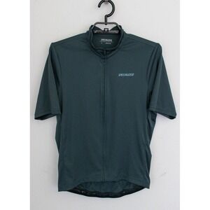 Specialized Cycling Jersey Mens Large Green Full Zip Short Sleeve Back Pockets
